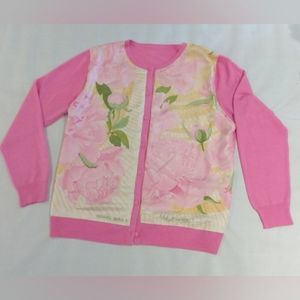 Hermes Silk Scarf Floral Sweater SZ small